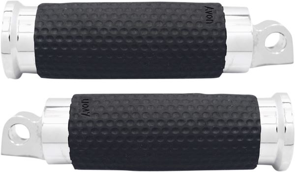Avon Grips Gel Foot Pegs Chrome Black Rubber Pair FP-GEL-70-CH
