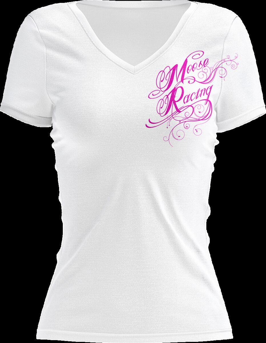 Moose Racing T-Shirt Womens Flourish Script White