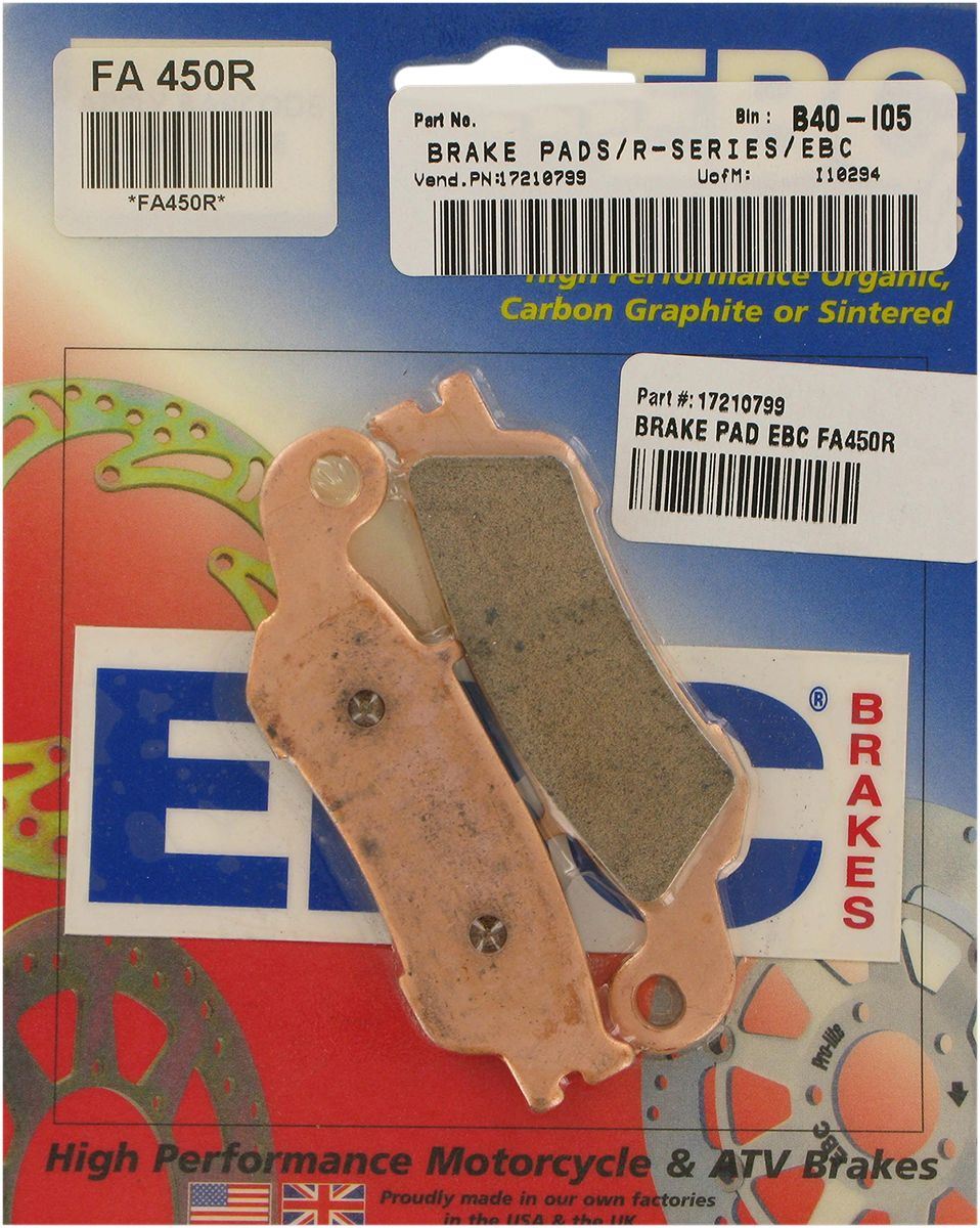 EBC Long-Life Sintered "R" Brake Pads For Yamaha YZ 250 X 2006-2024 FA450R