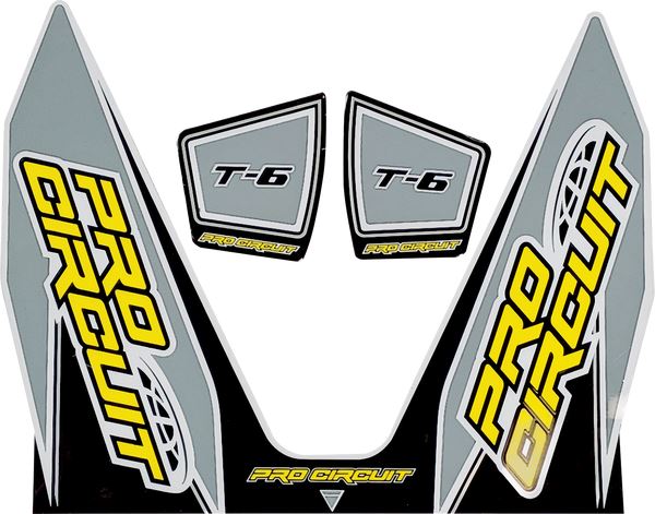 Pro Circuit T-6 Exhaust Decals Black Gray White Yellow Vinyl Pair DC22T6-GRAY