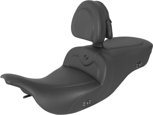 SADDLEMEN Roadsofa™ One-Piece Seat Black Includes Backrest Heated 897-07-187BRHCT