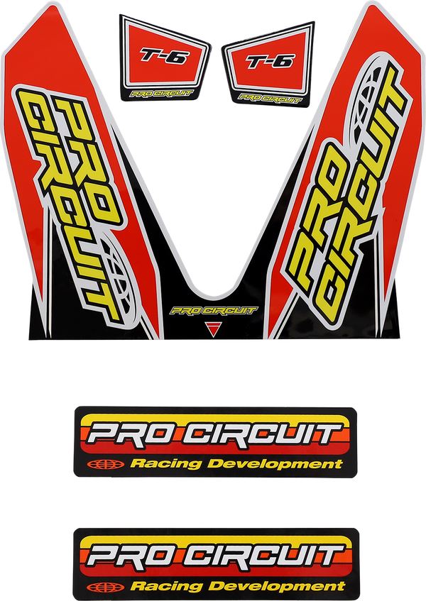 Pro Circuit T-6 Exhaust Decals Black Red White Yellow Vinyl Pair DC22MINI