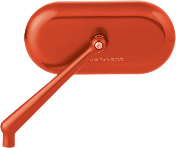 Arlen Ness Oval Mirror Anodized Orange Aluminum Screw-In Right 13-187