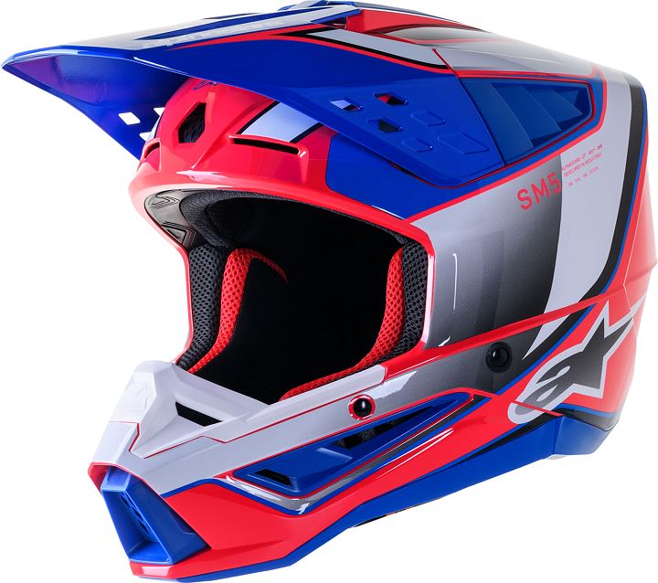 Alpinestars Supertech SM5 Sail Blue & Red Mx Helmet