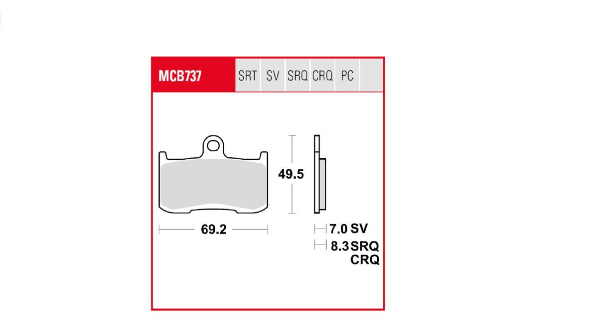 Trw TRQ Brake Pad Sintered Race For Triumph Tiger 1050 2002-2026 MCB737TRQ