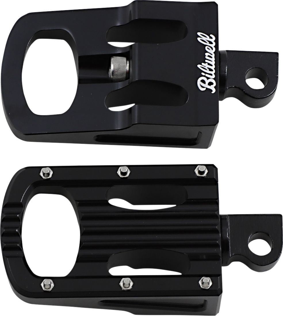 Biltwell Punisher Rider Footpegs in Black Finish To Fit Traditional HD Male Mount Models Motorcycle