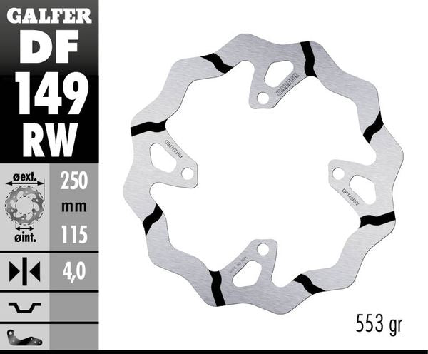 GALFER Brake Rotor Solid-Mount Wave® One Piece (Fixed) DF149RW