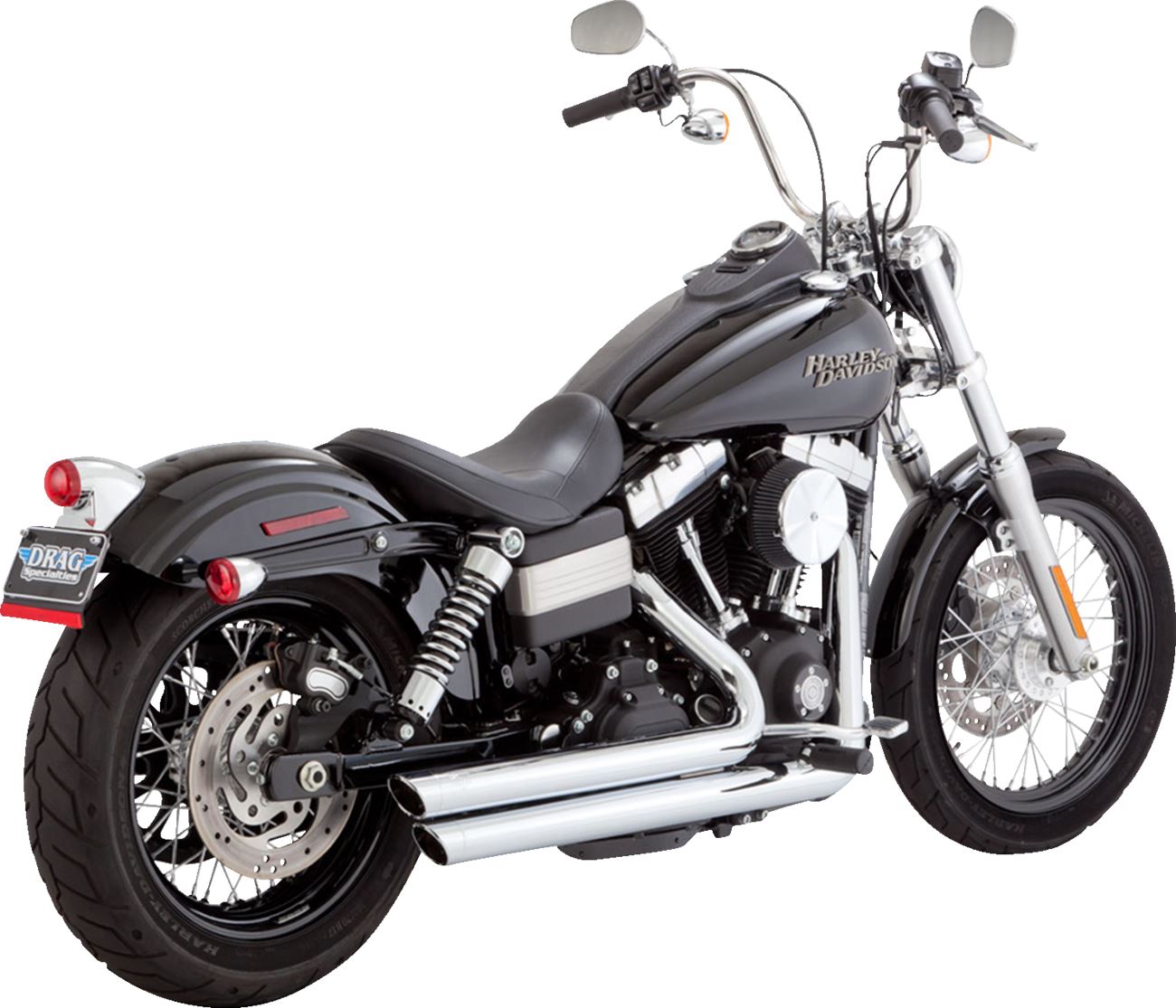 Vance & Hines Big Shots Staggered Exhaust System Chrome For HD FXDC 1584 06-09 17958