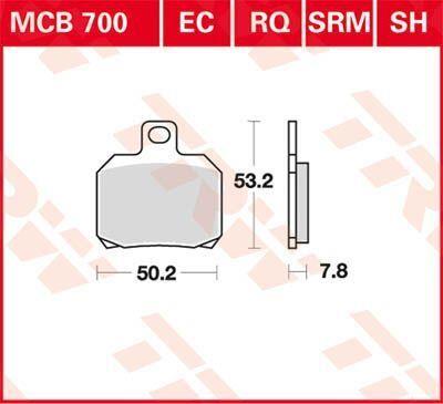 Trw SH Series Sindered Rear Brake Pads For Ducati Hypermotard 950 98-26 MCB700SH