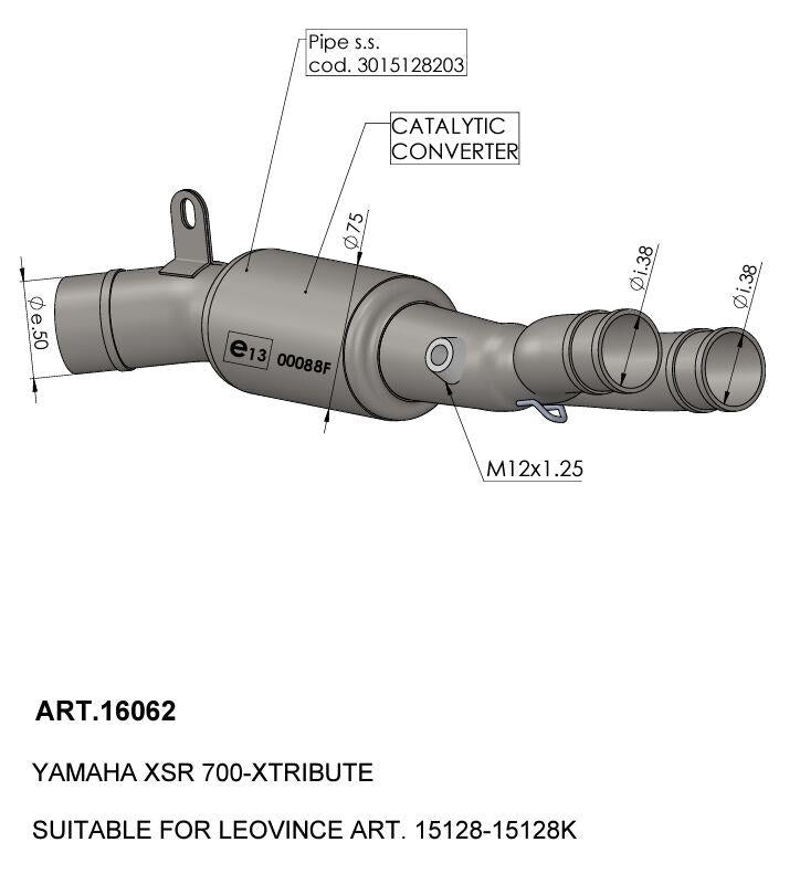 Leovince Catalytic Converter For Yamaha XSR 700 2021-2024 Stainless Steel 16062