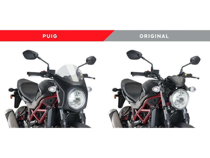 PUIG Retro Black Semi Fairing And Screen 195mm Clear for Suzuki SV 650 16-25 3169W