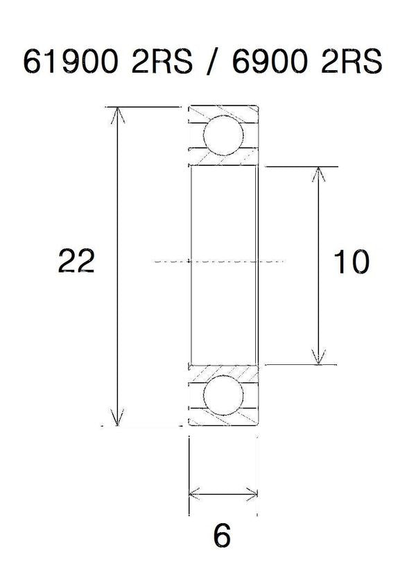 BLACK BEARING Bearing B5 10X22X6MM UB-6900-B5