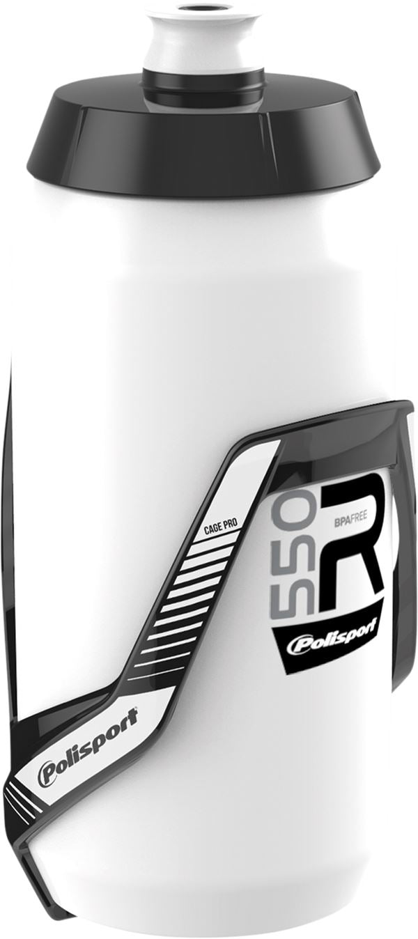 POLISPORT R550 Water Bottle + Bottle Cage WH