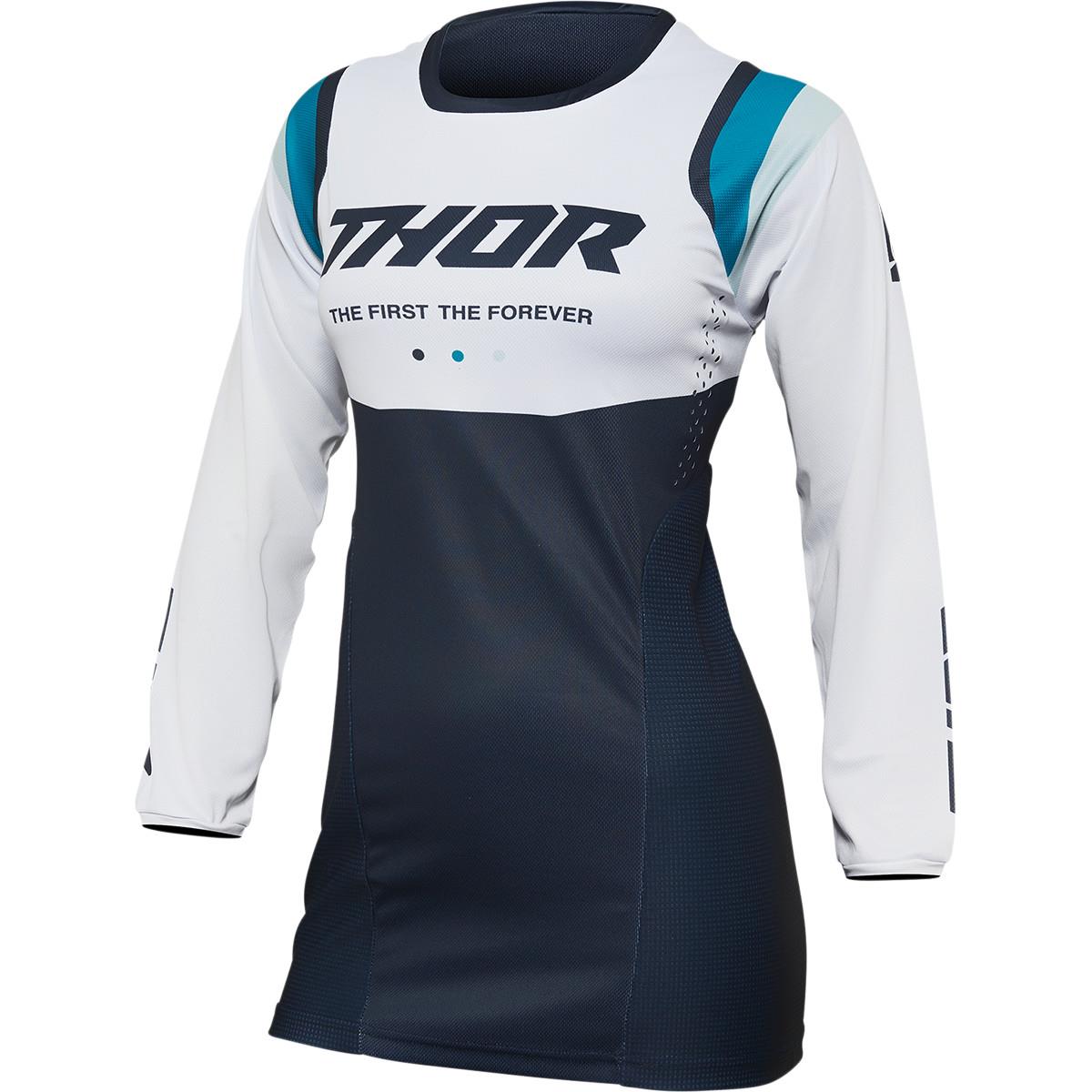 THOR Women's Pulse REV MX Motorcross Jersey White/Midnight 2023 Model