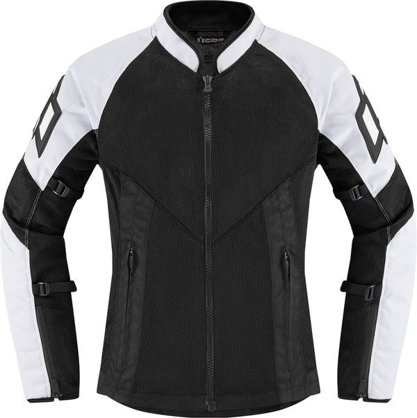 ICON Women's Mesh™ AF Motorcycle Jacket Black/White 2023 Model