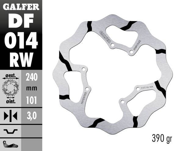 GALFER Brake Rotor Solid-Mount Wave® One Piece (Fixed) DF014RW