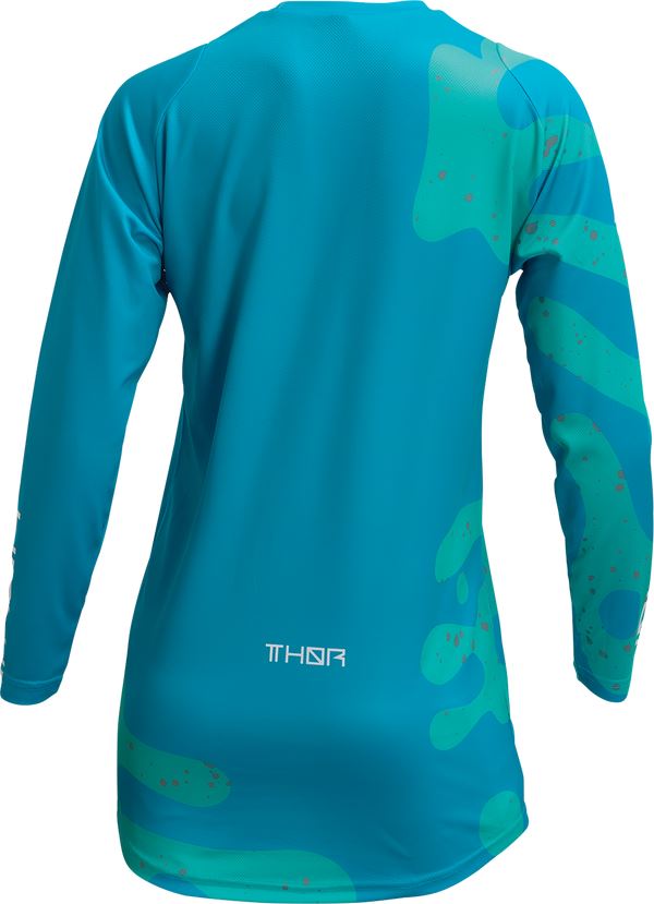 THOR Women's Sector Disguise MX Motorcross Jersey Aqua/Teal 2023 Model
