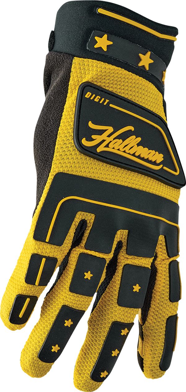 THOR Hallman Digit MX Motorcross Gloves Yellow/Black 2023 Model