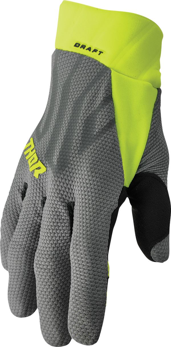 THOR Draft MX Motorcross Gloves Gray/Acid 2023 Model