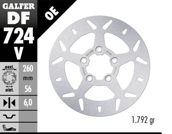 GALFER Brake Rotor Solid-Mount Round One Piece (Fixed) DF724V