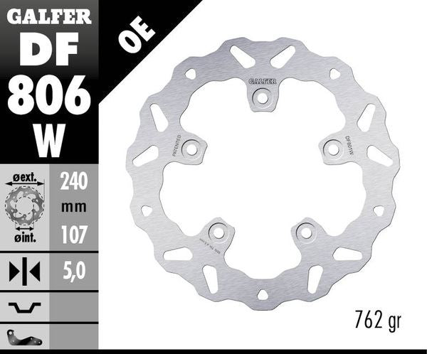 GALFER Brake Rotor Solid-Mount Wave® One Piece (Fixed) DF806W