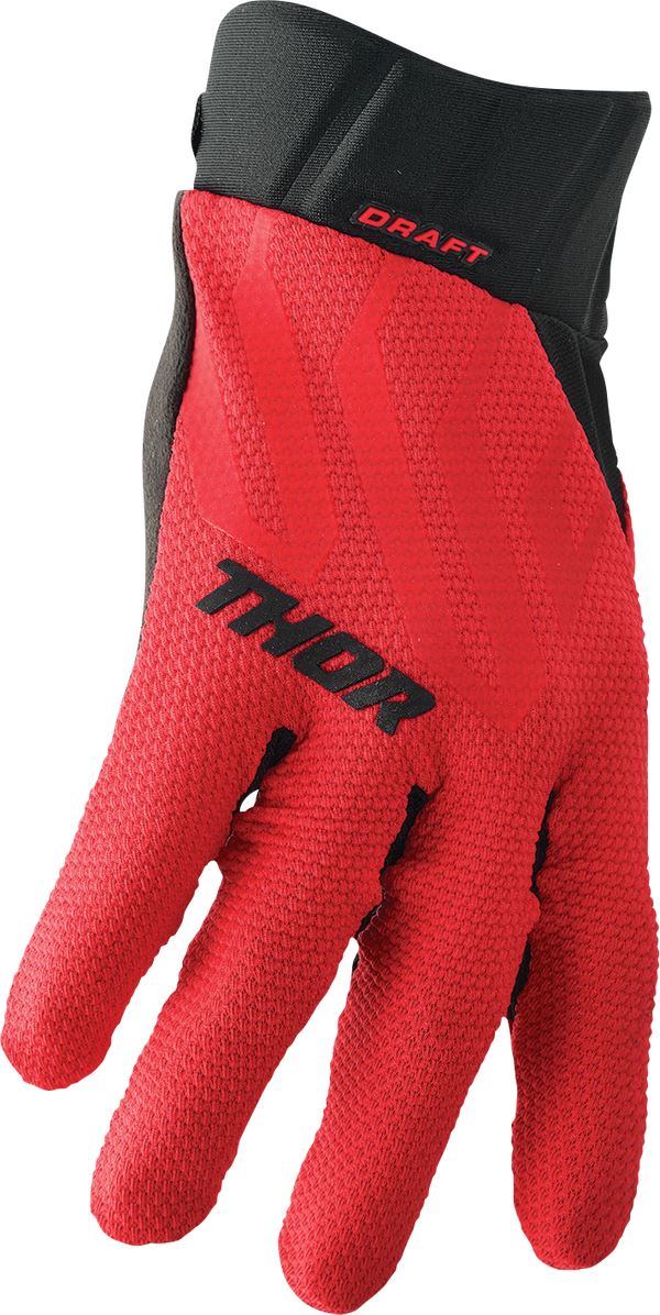 THOR Draft MX Motorcross Gloves Black/Red 2023 Model