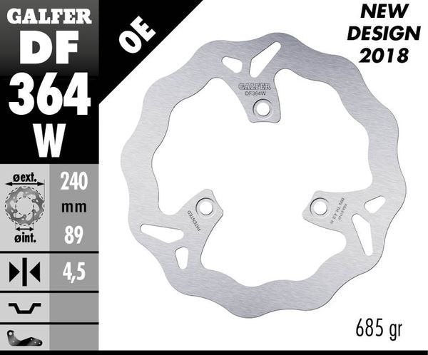 GALFER Brake Rotor Solid Wave® One Piece (Fixed) DF364W