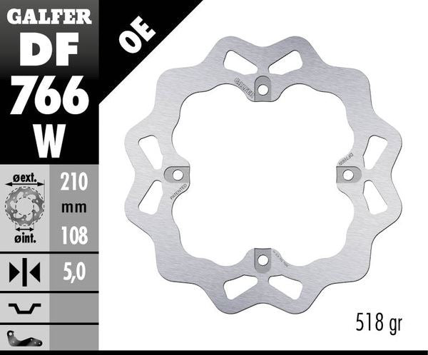 GALFER Brake Rotor Solid-Mount Wave® One Piece (Fixed) DF766W