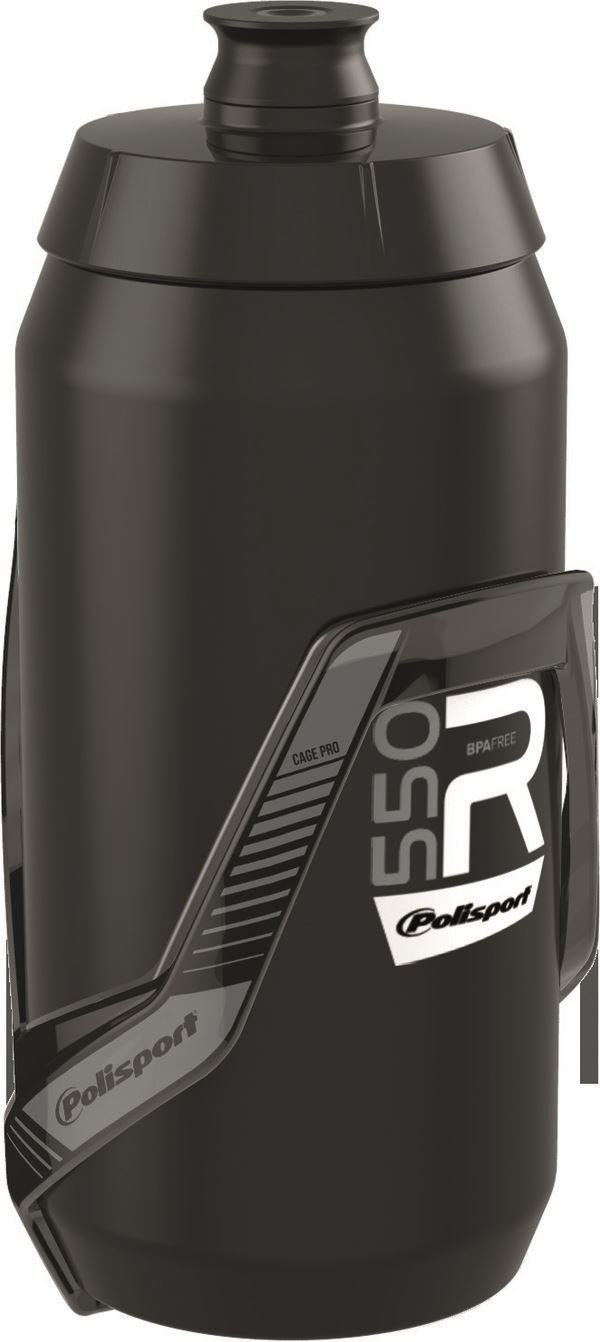 POLISPORT R550 Water Bottle + Bottle Cage BK