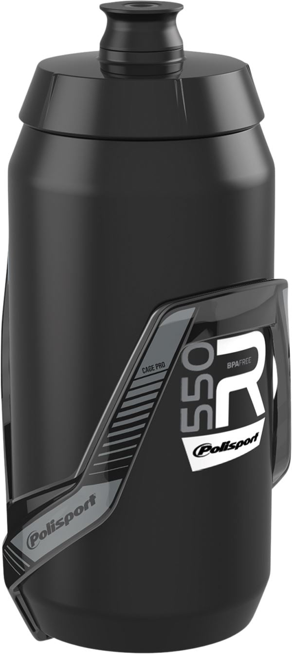 POLISPORT R550 Water Bottle + Bottle Cage BK