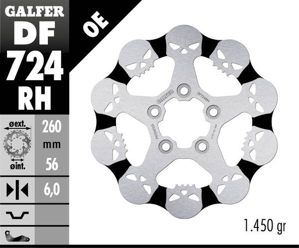 GALFER Brake Rotor One Piece (Fixed) DF724RH