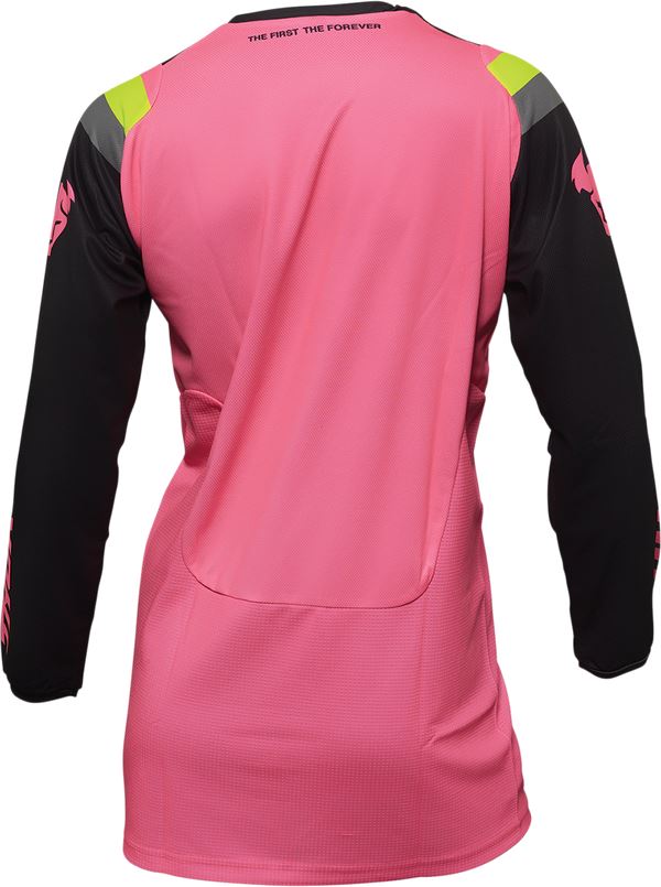 THOR Women's Pulse REV MX Motorcross Jersey Charcoal/Pink 2023 Model