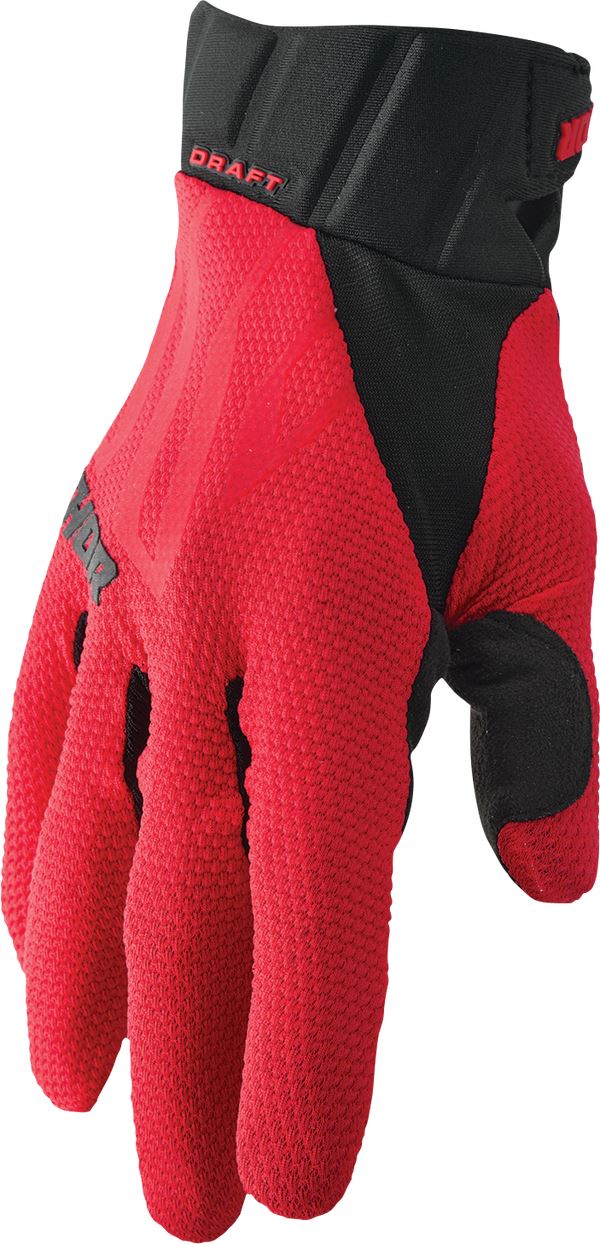 THOR Draft MX Motorcross Gloves Black/Red 2023 Model