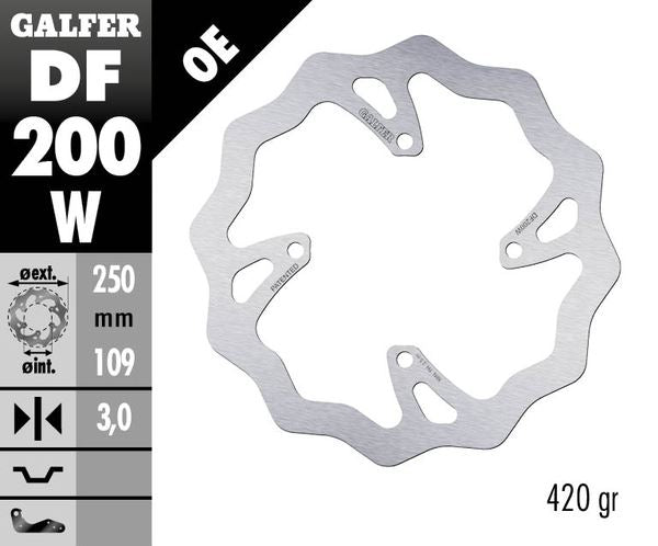 GALFER Brake Rotor Solid-Mount Wave® One Piece (Fixed) DF200W