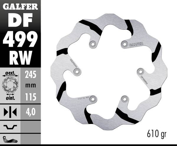 GALFER Brake Rotor Solid-Mount Wave® One Piece (Fixed) DF499RW