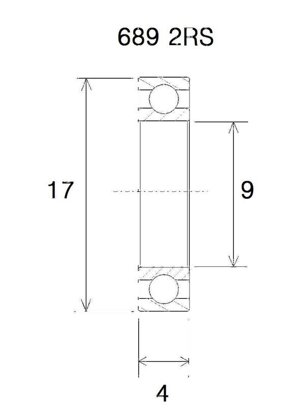 BLACK BEARING Bearing B3 9X17X4MM UB-689/4-B3