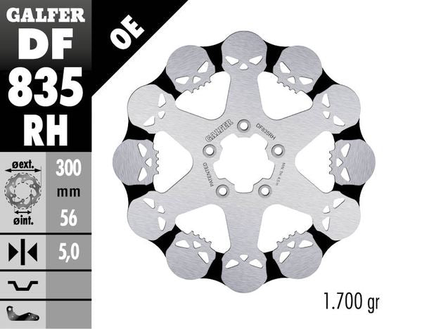 GALFER Brake Rotor Solid-Mount Contour One Piece (Fixed) DF835RH