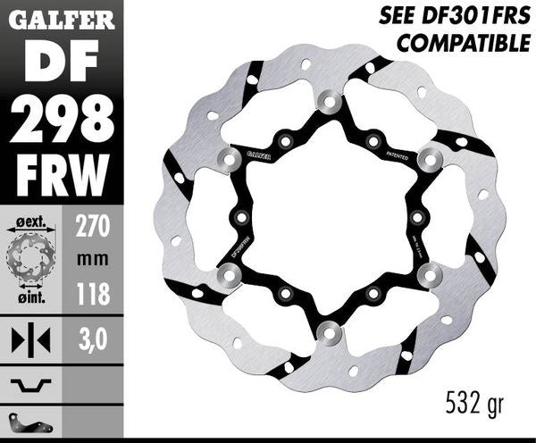 GALFER Brake Rotor Full-Floating Wave® Two Piece (Floating) DF298FRW