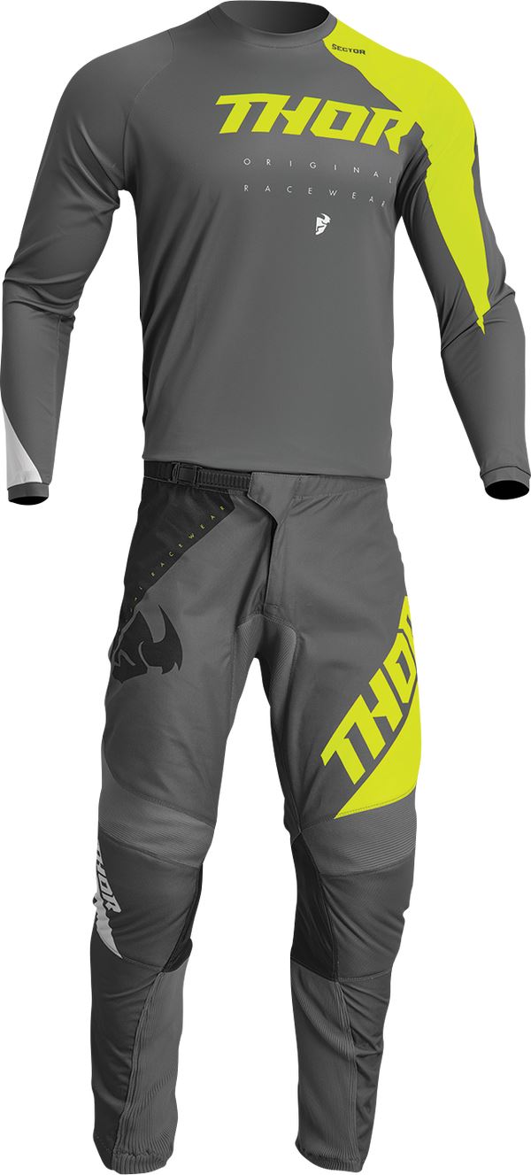 THOR Youth Sector Edge MX Motorcross Jersey Gray/Acid 2023 Model