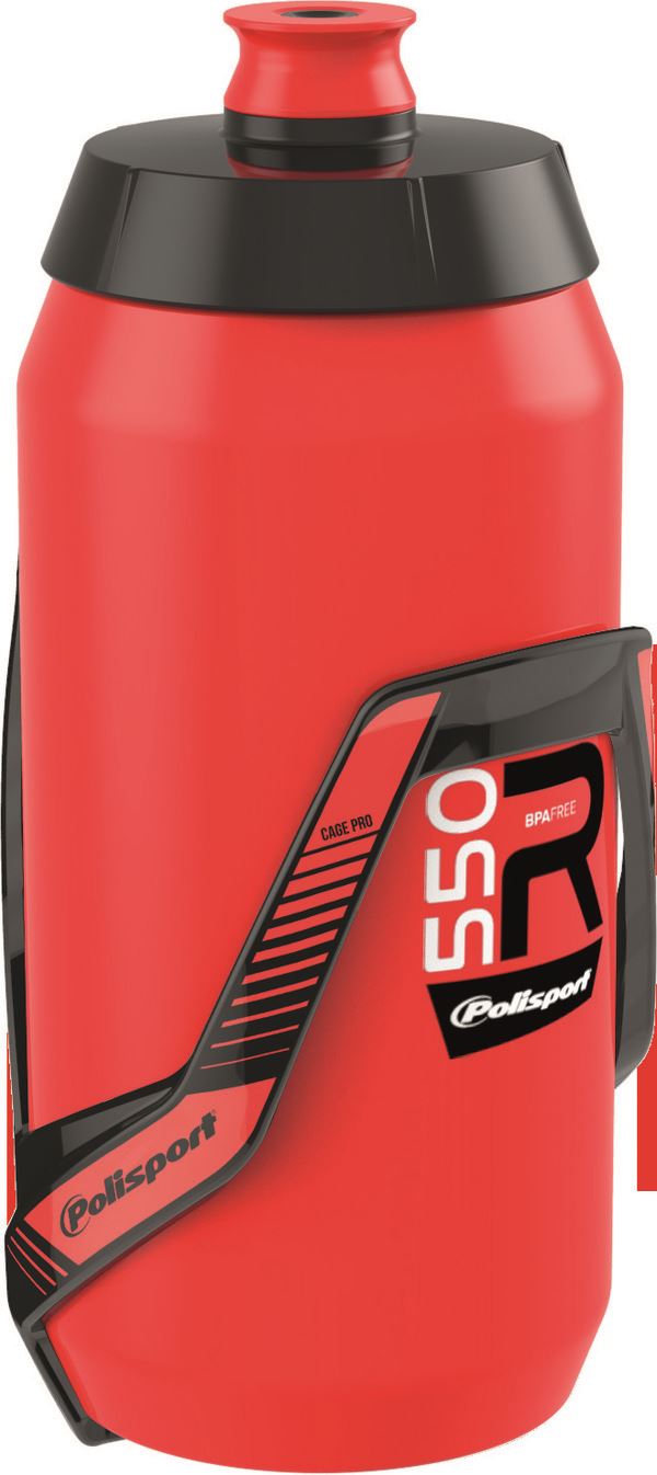 POLISPORT R550 Water Bottle + Bottle Cage RD