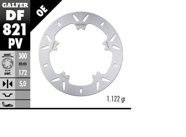 GALFER Brake Rotor Solid-Mount Round One Piece (Fixed) DF821PV
