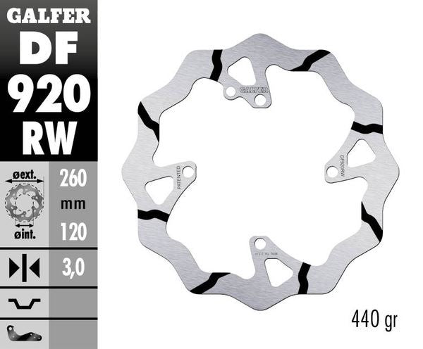 GALFER Brake Rotor Solid-Mount Wave® One Piece (Fixed) DF920RW