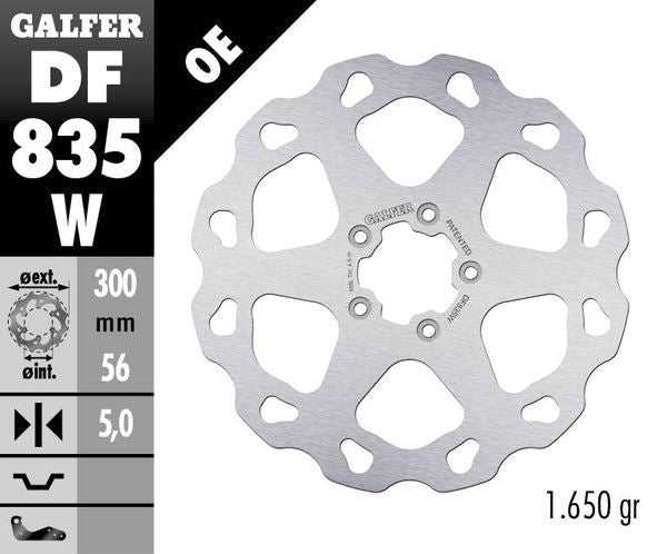 GALFER Brake Rotor Solid Wave® One Piece (Fixed) DF835W