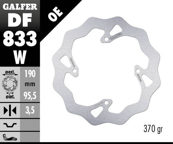 GALFER Brake Rotor Solid-Mount Wave® One Piece (Fixed) DF833W