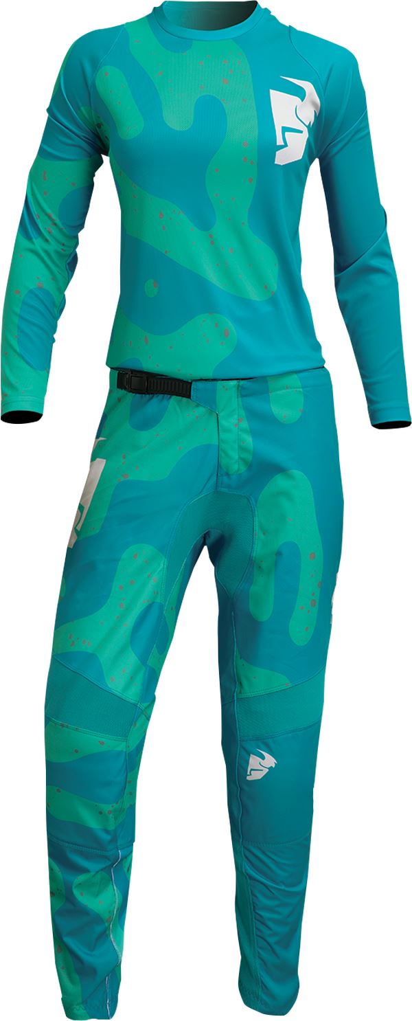 THOR Women's Sector Disguise MX Motorcross Jersey Aqua/Teal 2023 Model