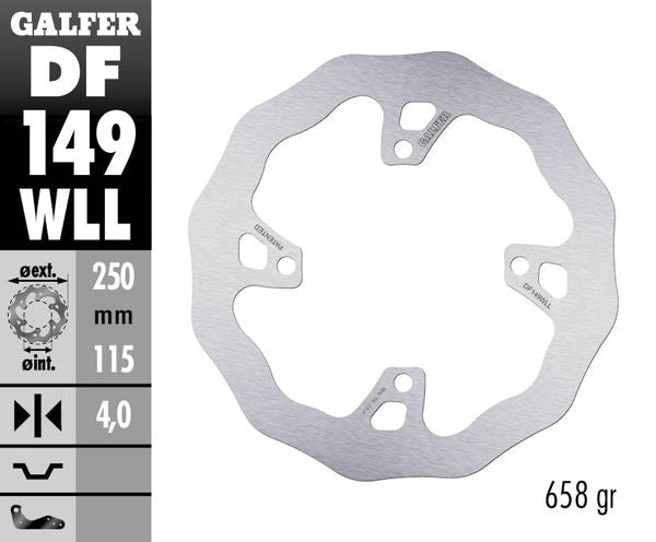 GALFER Brake Rotor Solid-Mount Wave® One Piece (Fixed) DF149WLL