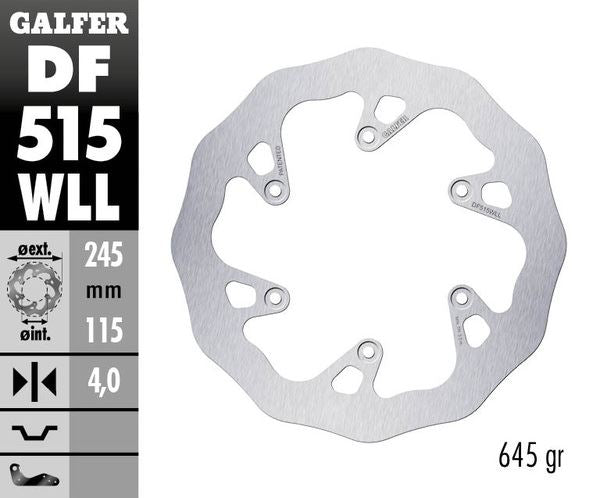 GALFER Brake Rotor Solid-Mount Wave® One Piece (Fixed) DF515WLL