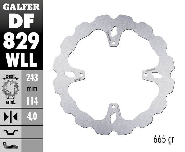 GALFER Brake Rotor Solid-Mount Wave® One Piece (Fixed) DF829WLL