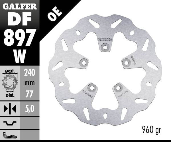 GALFER Brake Rotor Solid-Mount Wave® One Piece (Fixed) DF897W