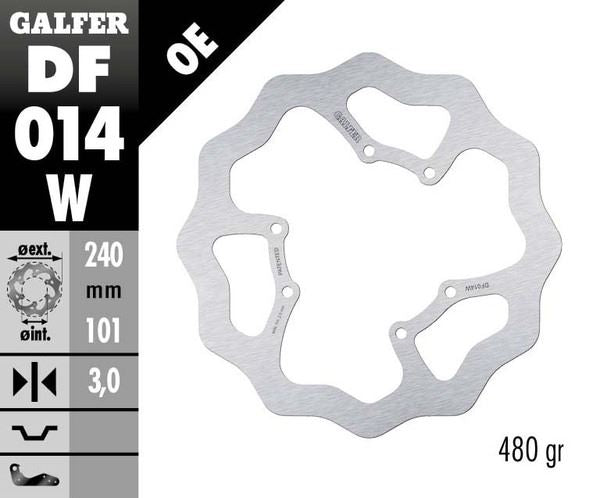 GALFER Brake Rotor Solid-Mount Wave® One Piece (Fixed) DF014W
